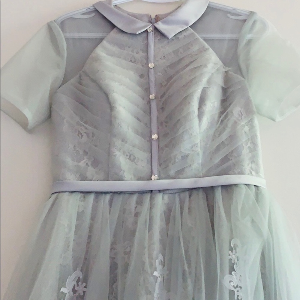 Blue tea-length Cinderella gown